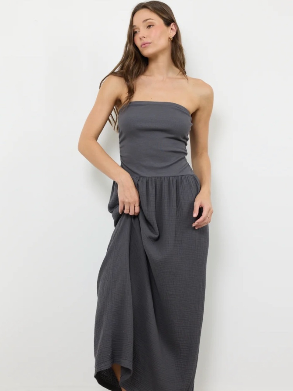 LULU STRAPLESS GAUZE DRESS